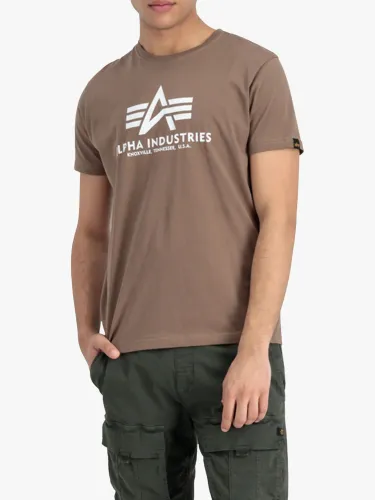 Alpha Industries Logo Crew Neck T-Shirt - Taupe - Male
