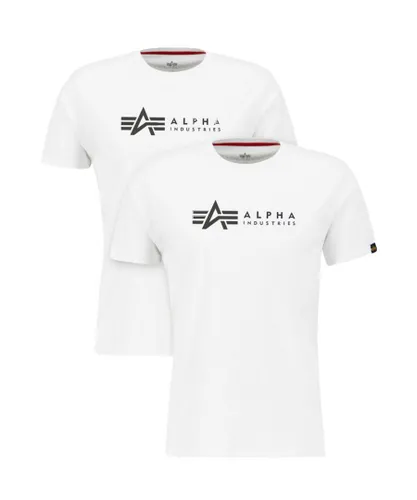 Alpha Industries Mens Label T 2 Pack in White Cotton