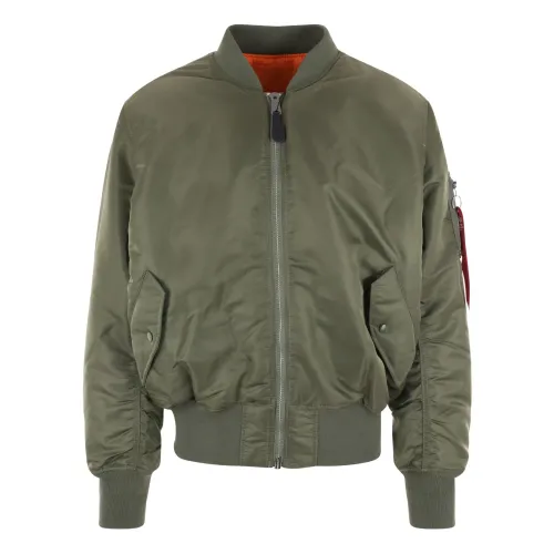 Alpha Industries , Reversible Bomber Jacket in Sage Green and Orange ,Green male, Sizes: