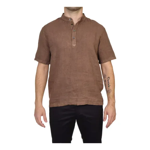 Alpha Studio , Au-6454U 3233 T-shirt ,Brown male, Sizes: