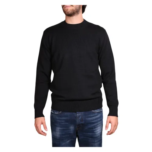 Altea , Heavy Merino Black Sweater ,Black male, Sizes: