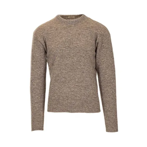Altea , Solid Brushed Crewneck Sweater ,Beige male, Sizes: