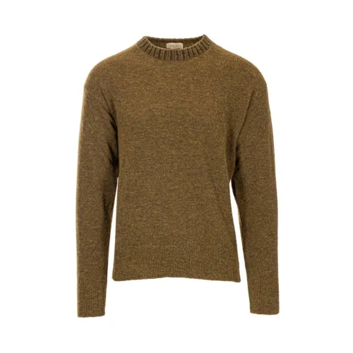 Altea , Solid Brushed Crewneck Sweater ,Green male, Sizes: