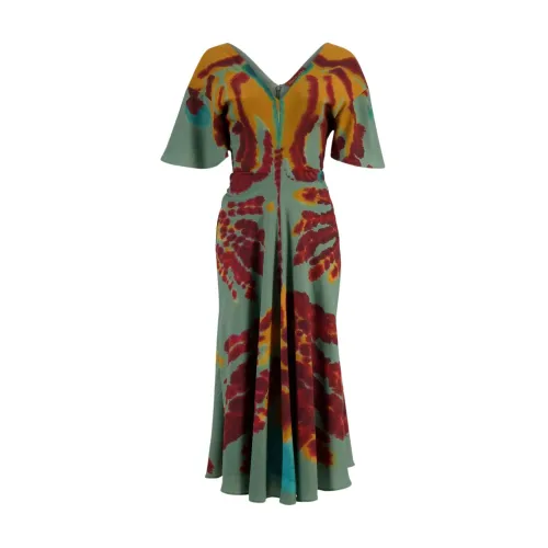 Altuzarra , Pelopenese Tie-Dye V-Neck Midi Dress ,Multicolor female, Sizes: