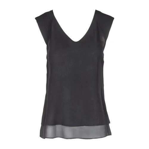 Alysi , Crepe Blouse with V-Neck and Flared Cut ,Black female, Sizes:
