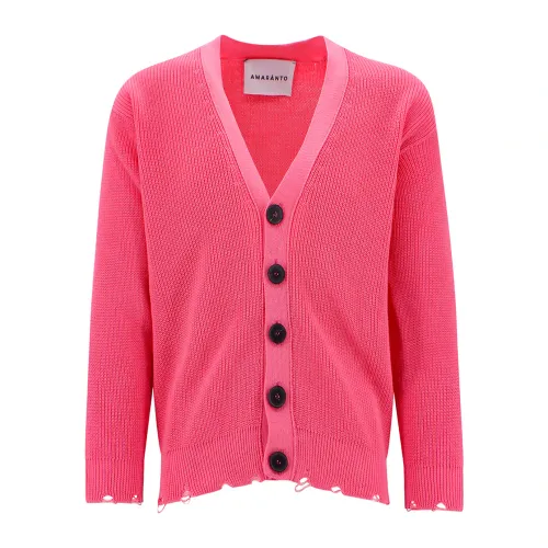 Amaránto , Cozy Pink Cotton Cardigan for Men ,Pink male, Sizes: