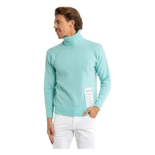 Amaránto , Light Blue Turtleneck Sweater ,Blue male, Sizes: