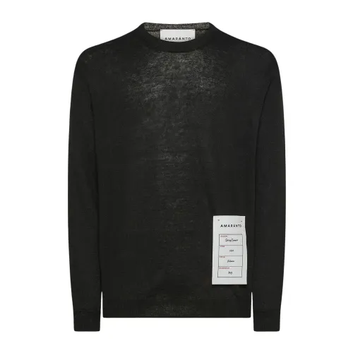 Amaránto , Ribbed Long Sleeve Crewneck Sweater ,Black male, Sizes: