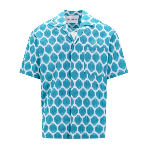 Amaránto , Stylish Blue Cotton Shirt with All-Over Print ,Blue male, Sizes: