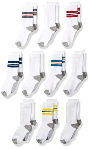 Amazon Essentials Boys' Cotton Crew Gym Socks