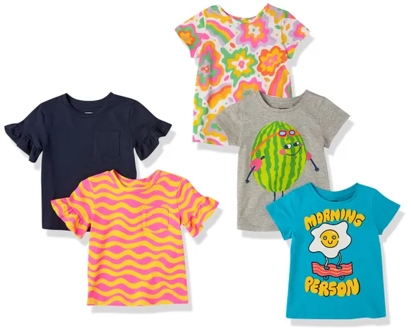 Amazon Essentials Girls' Short-Sleeved T-Shirt Tops