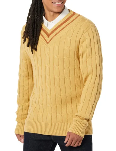 Amazon Essentials Men's V-Neck Cable Sweater