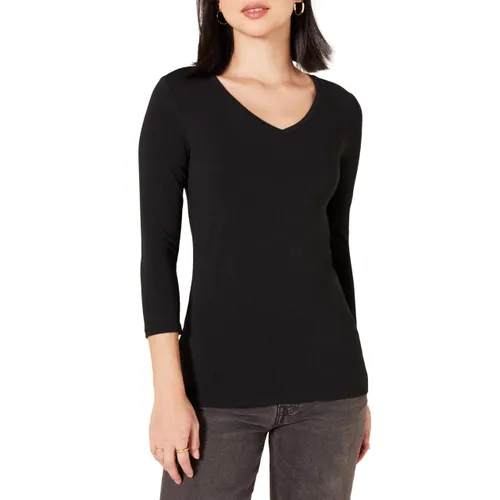 Amazon Essentials Women's Classic-Fit 3/4 Sleeve V-Neck
