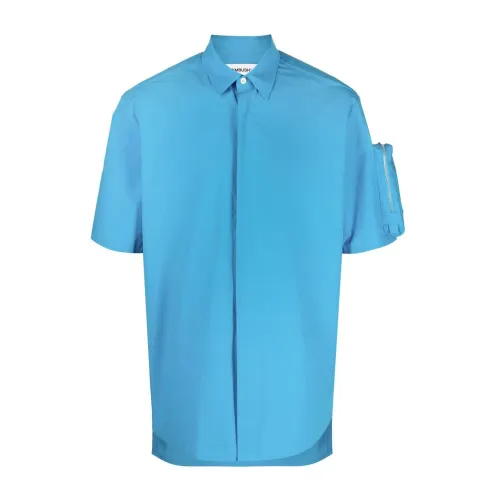 Ambush , Blue Cotton Shirt with Zip Pocket ,Blue male, Sizes: