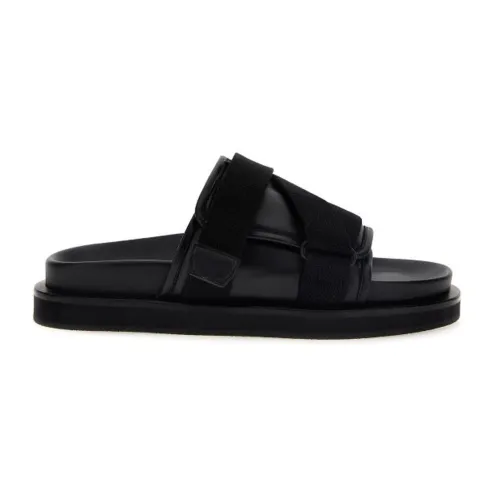 Ambush , Leather Sandals with Velcro Strap ,Black male, Sizes: