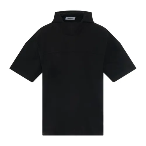 Ambush , Short Sleeve Sweatshirt with Drawstring Hood ,Black male, Sizes: