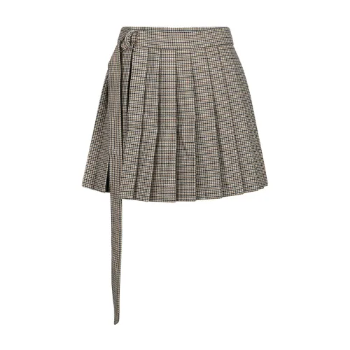 Ami Paris , Beige Pleated Miniskirt ,Beige female, Sizes: