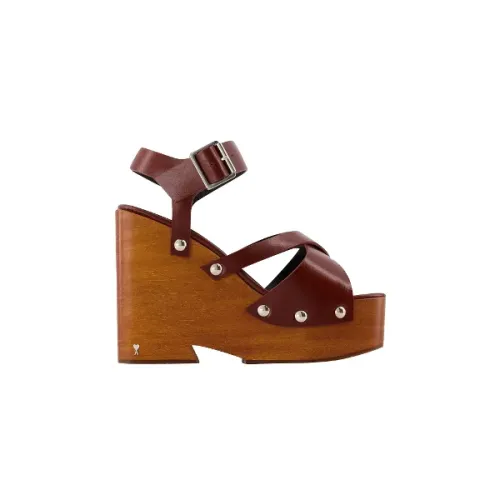 Ami Paris , Calfskin Leather Sandals ,Brown female, Sizes: