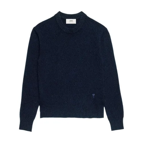 Ami Paris , Marled Navy Sweater ,Blue male, Sizes: