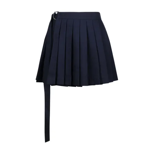 Ami Paris , Navy Blue Pleated Miniskirt ,Blue female, Sizes: