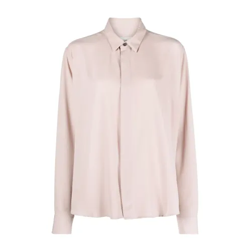 Ami Paris , Pink Long Sleeve Shirt with Classic Collar ,Pink female, Sizes:
