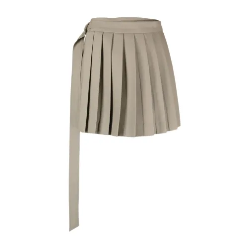 Ami Paris , Pleated Dove Grey Skirt ,Gray female, Sizes: