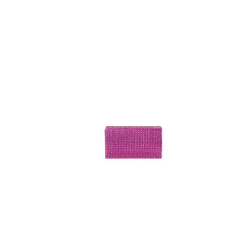 Amina Muaddi , Fuchsia Crystal Clutch with Silver Hardware ,Pink female, Sizes: ONE SIZE