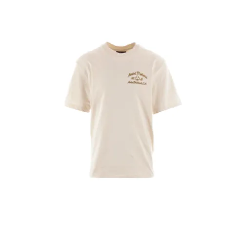 Amiri , Alabaster Cotton Jersey T-shirt with Amiri Motors Logo ,Beige male, Sizes: