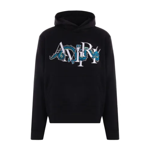 Amiri , Black Dragon Embroidered Sweater ,Black male, Sizes: