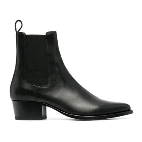 Amiri , Black Leather Ankle Boots for Men ,Black male, Sizes: