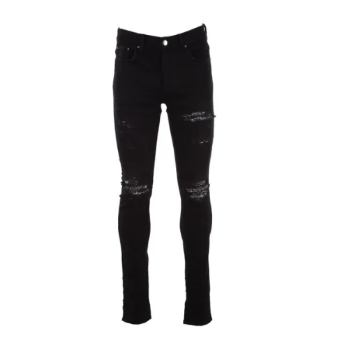 Amiri , Black Skinny-Fit Jeans with Bandana Print ,Black male, Sizes: