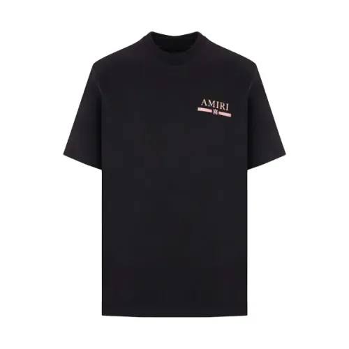 Amiri , Black Watercolor Bar Logo T-shirt ,Black male, Sizes: