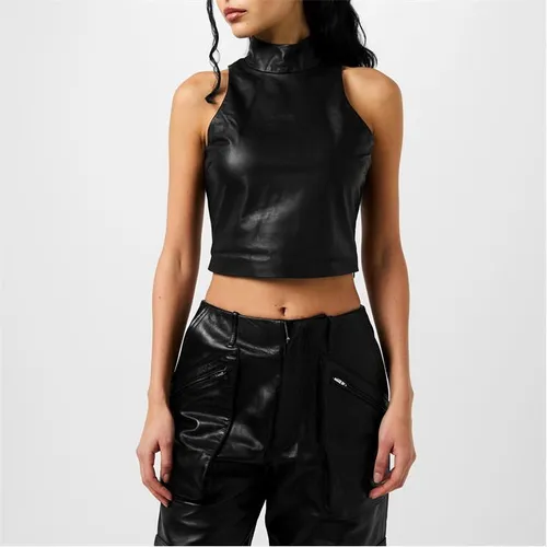 AMIRI Crop Leather Vest - Black