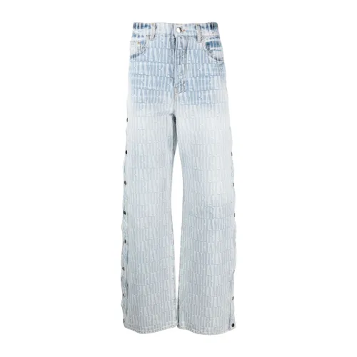 Amiri , Luxury Jacquard Snap-Off Straight Leg Jeans ,Blue male, Sizes: