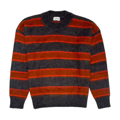 Amish , Striped Mohair Crew Sweater ,Multicolor male, Sizes: