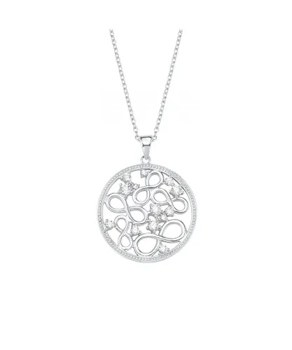 Amor Womens chain with pendant for ladies, 925 Sterling silver, zirconia synth. Silver (archived) - One Size