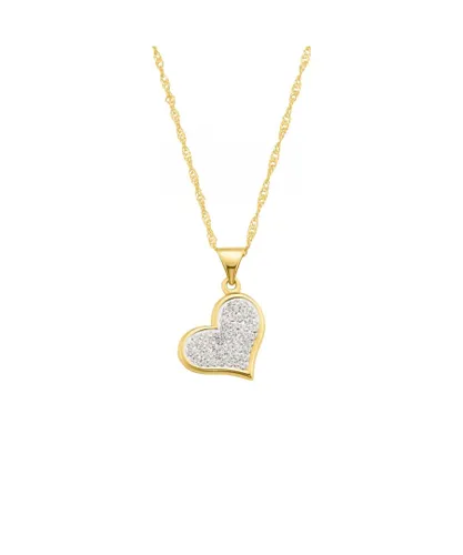 Amor Womens chain with pendant ladies necklace 45 cm heart 375 yellow gold refined crystals by Swarovski Gold (archived) - One Size