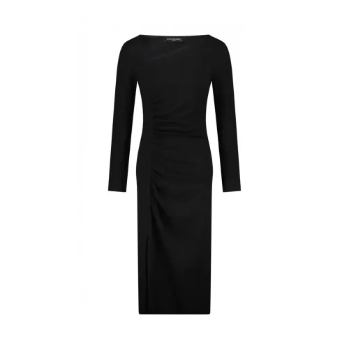 Ana Alcazar , Elegant Maxi Dress with Ruching ,Black female, Sizes: