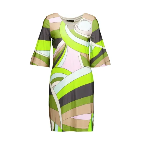 Ana Alcazar , Green 70s Print Midi Dress ,Multicolor female, Sizes: