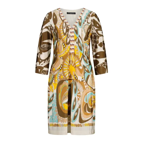 Ana Alcazar , Shiny Midi Dress with Eye-Catching Details ,Multicolor female, Sizes: