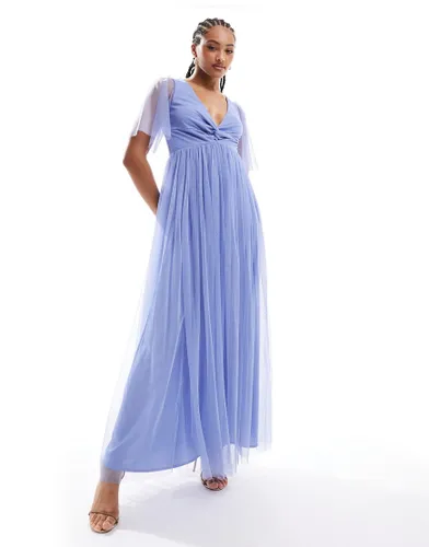 Anaya twist tulle maxi dress in soft blue