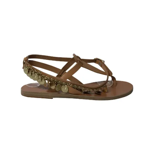 Ancient Greek Sandals , Leather sandals ,Brown female, Sizes: