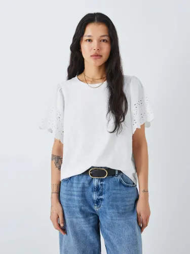 AND/OR Bobby Broderie Anglaise Sleeve T-Shirt - White - Female