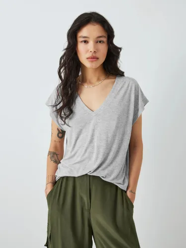 AND/OR Cecile V-Neck T-Shirt - Grey Marl - Female