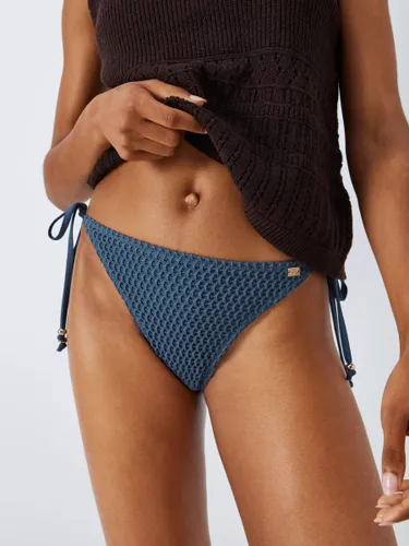 AND/OR Crochet String Bikini Bottoms, Denim - Denim - Female