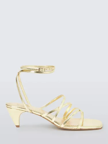 AND/OR Iris Leather Feature Heel Strappy Low Sandals - Gold - Female