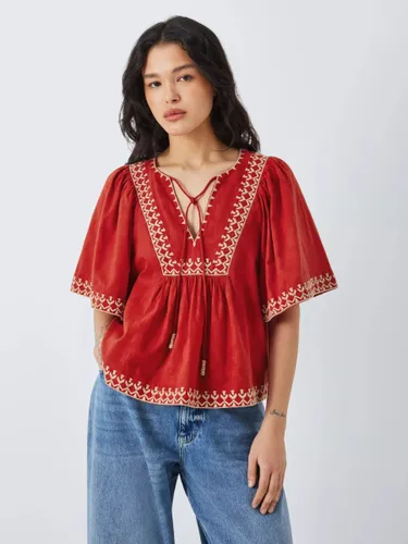 AND/OR Jaycee Embroidered Blouse, Rust - Rust - Female