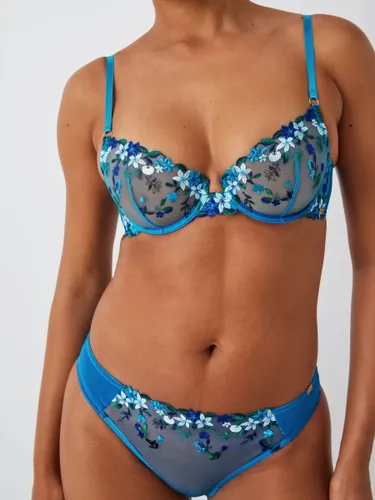 AND/OR Kiki Floral Embroidery Plunge Bra, Light Blue - Light Blue - Female