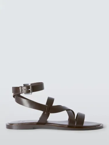 AND/OR Lars Leather Studded Rand Leather Strap Sandals - Chocolate - Female