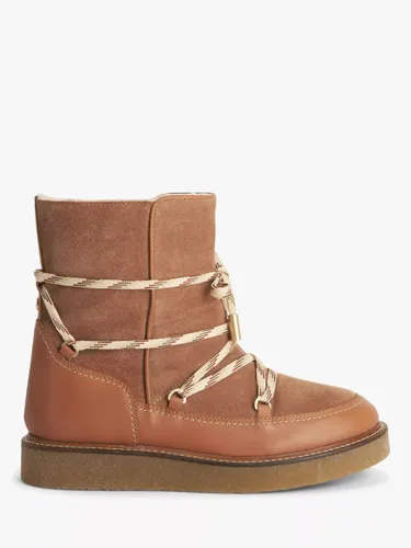 AND/OR Pilot Leather/Suede Lace Up Crepe Sole Snow Boots, Brown/Tan - Brown Tan Mix - Female